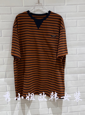 欧洲站2026春季新款PH23时尚百搭圆领条纹短袖T恤女上衣潮68003