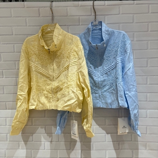 百搭立领蕾丝拼接短款 时尚 外套女宽松潮6037 新款 欧洲站2026春季