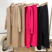 松紧腰直筒阔腿裤 显瘦三件简约纯色吊带 性感修身