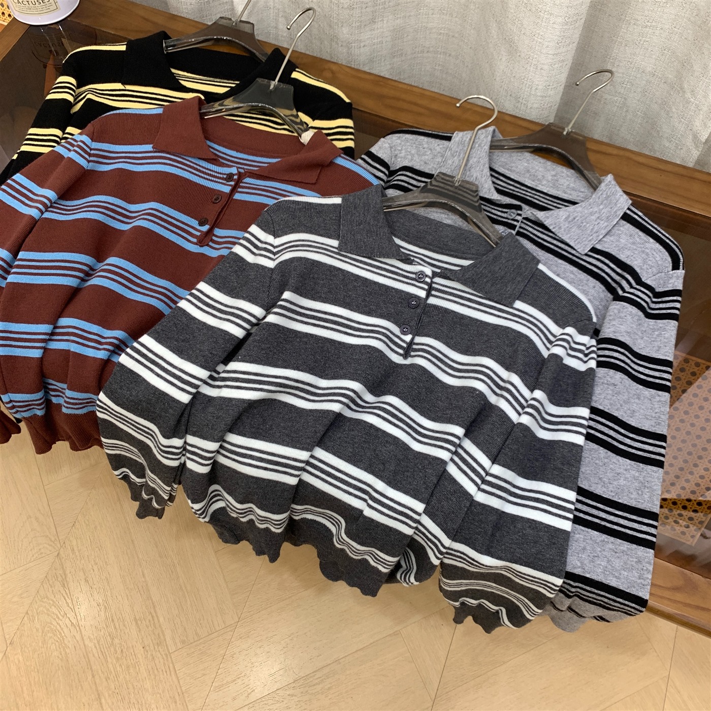 【新】安迪绒条纹针织衫毛衣女宽松大版2025年秋冬季新款