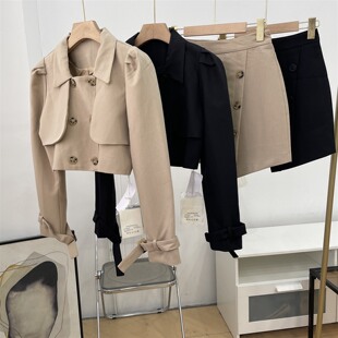 春节发货韩系短款风衣外套配裙子两件套装秋御姐高级感套装K#16