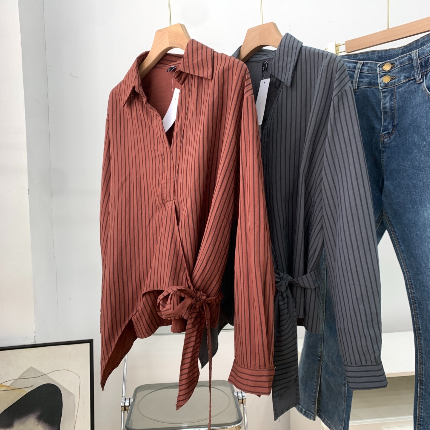 秋季新款休闲宽松显瘦小众百搭设计感通勤风长袖衬衫K#4