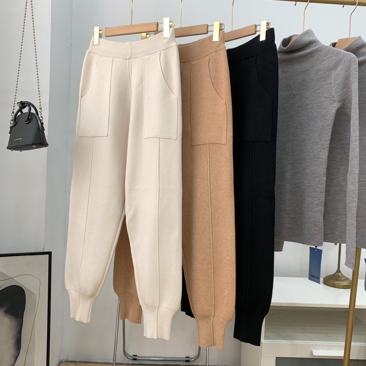 修身显瘦百搭休闲裤女秋季新款纯色小众长裤J#24