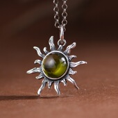 S925纯银太阳吊坠复古工艺朋克风格 大气项坠 时尚 小众设计男士 个性