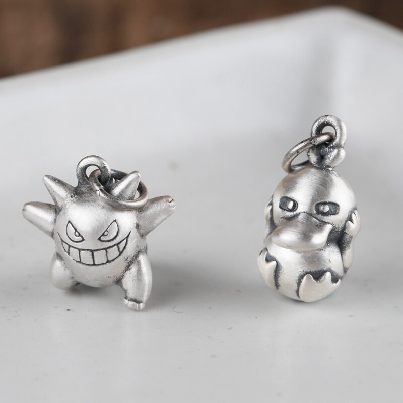 古银铺足银s990复古民族风工艺吊坠女款海星小鸭子空心卡通银项坠