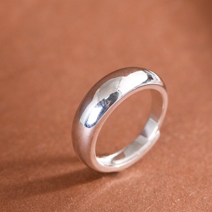 足银戒指素面光板抛光工艺实心加厚男士个性简约设计食指中指佩戴