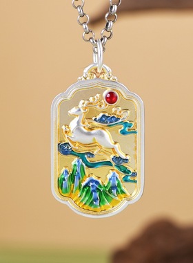 小众设计个性小鹿女士时尚银吊坠