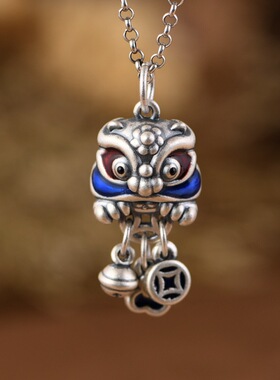 足银复古吊坠如意醒狮古银铺女款