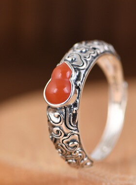 葫芦银戒指复古做旧福禄文艺女款