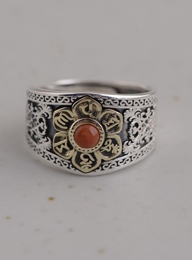 六字真言戒指开口复古民族风男款