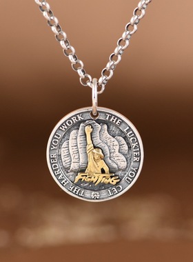 复古做旧银吊坠英文字母朋克风格