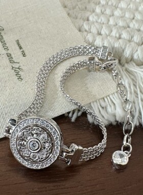 纯银电镀工艺八宝罗盘时尚银手链