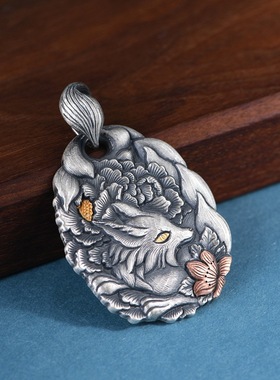 足银吊坠金银错工艺小众设计女款