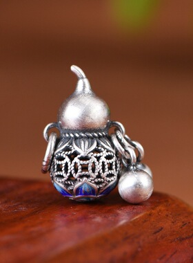 小众设计女款镂空足银景泰蓝葫芦