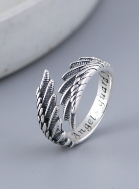 古银铺戒指复古做旧羽毛女款古风