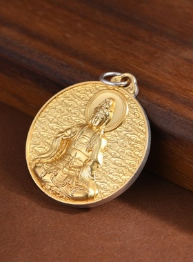 足银观音吊坠小众设计实心圆牌子