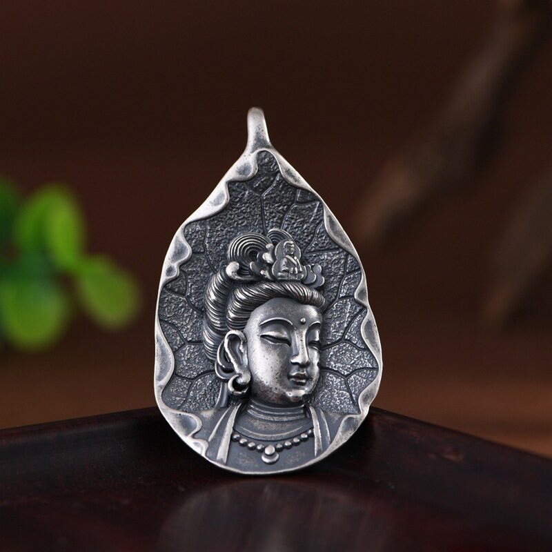 观音菩萨地藏王中国风荷叶佛吊坠