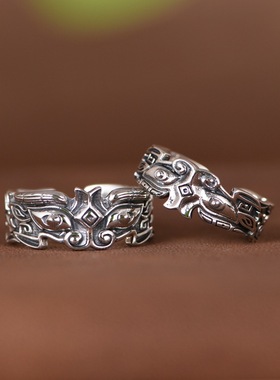 饕餮戒指小众设计民族风银饰男款