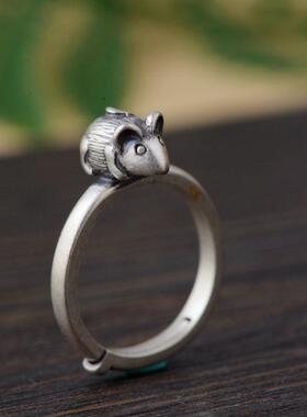 古银铺纯银饰品小老鼠可爱卡通