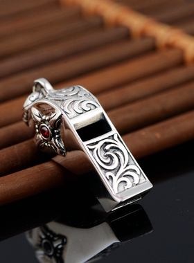 纯银吊坠口哨造型可吹响男士项坠