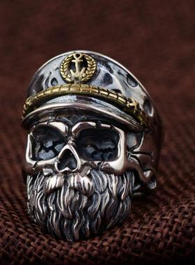 古银铺纯银个性骷髅头S925男款