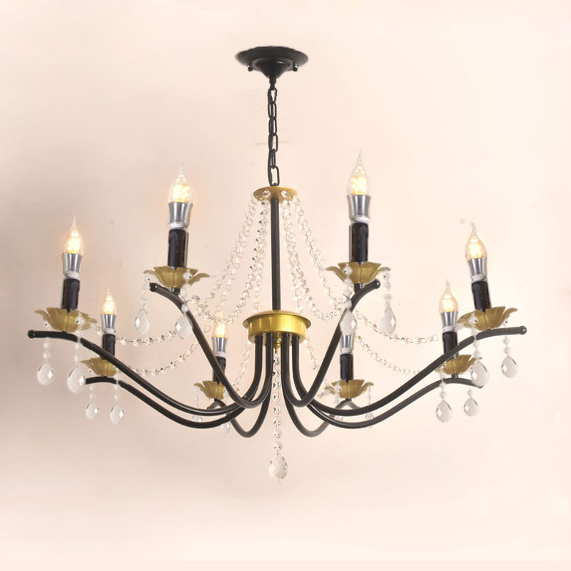 美式轻奢蜡烛水晶吊灯法式复古灯