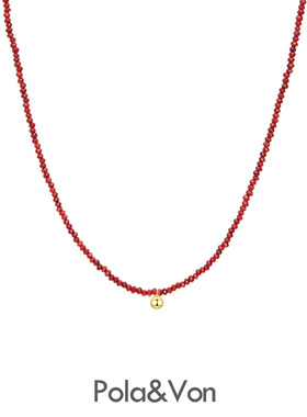2024新款红玛瑙串珠项链女轻奢高级设计感简约小圆珠吊坠锁骨颈链