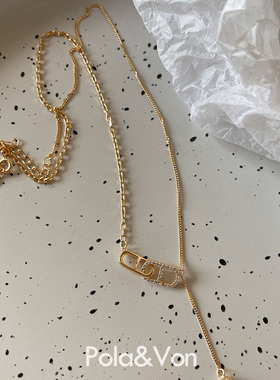 时髦百搭猪鼻子S925银镀18K金项链女锁骨链韩国ins经典纯银项链