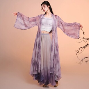 古风爵士中国舞大摆纱衣古典舞飘逸超仙大摆裙女中国风表演服套装