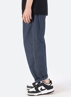 BEVOLAND 棉质微弹 夏季宽松小脚牛仔裤男休闲裤子春秋九分裤薄款