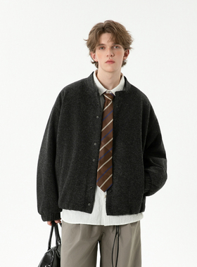 【新品】2025秋冬老钱风质感羊毛呢羽绒服宽松90白鸭绒男加厚外套