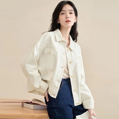 短款牛仔外套女春秋装学院风韩版宽松纯色上衣小个子学生夹克潮