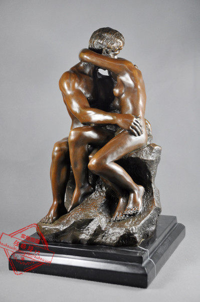 日本代购雕像 罗丹大型青铜像杰作接吻34cm摆件雕刻装饰客厅欧式