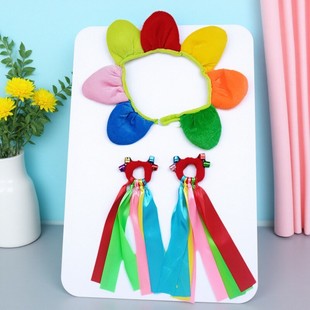 儿童丝带手腕响铃舞台表演道具花朵头饰幼儿园运动会早操高弹力圈