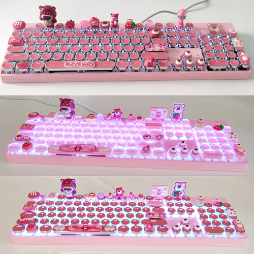 草莓熊青轴打字机机械键盘
