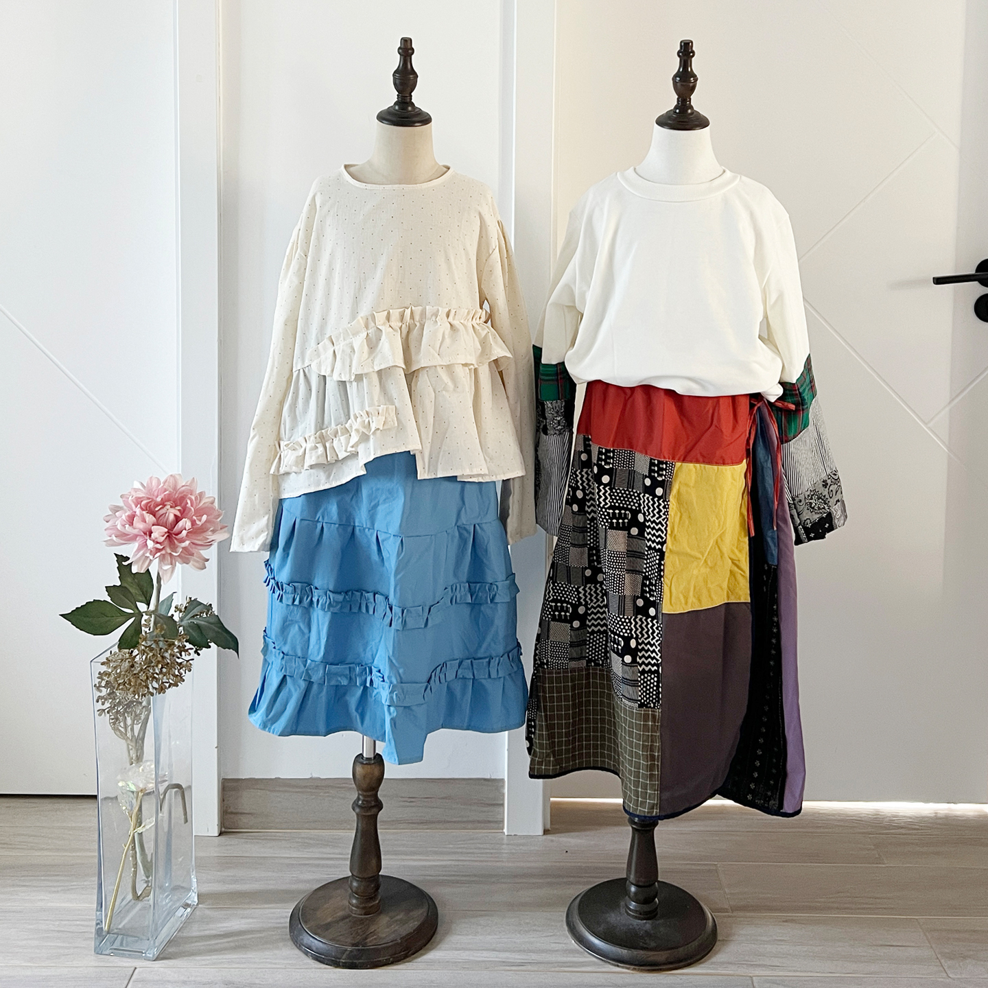 女童波点花边不规则设计感上衣