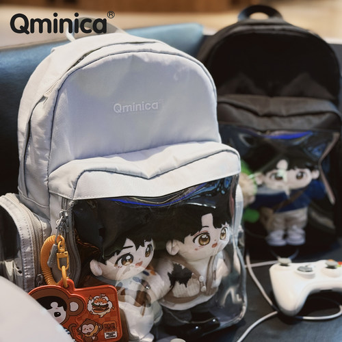 Qminica三视窗痛包双肩吧唧娃包