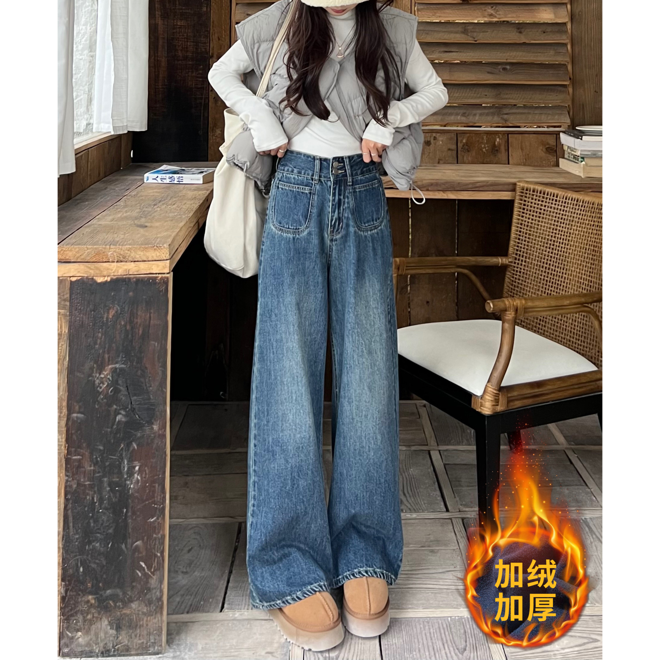 【运补6-8】秋冬新款复古直筒牛仔裤女新款高腰显瘦百搭7276 Q,女装/女士精品,牛仔裤,淘宝优惠券,粉丝福利购,淘宝优惠卷