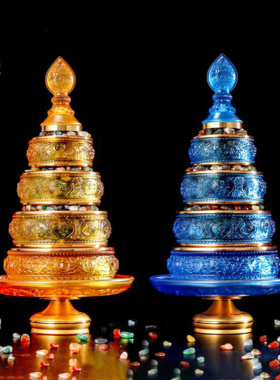 琉璃曼扎盘八吉祥摆件佛前供品