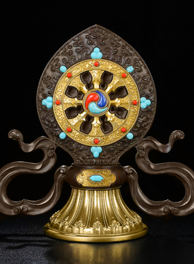 慧宝古色金轮王a款供佛前摆件