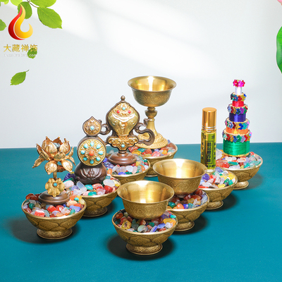 吉祥佛前八供杯食子香塔组合摆件