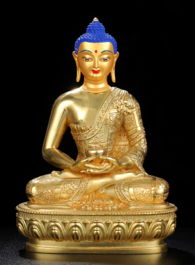 居家供奉西藏密宗黄铜鎏金三宝佛