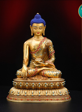 黄铜藏式鎏金佛像摆件