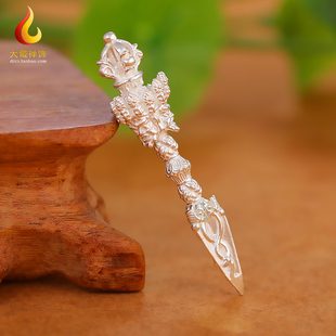 藏传纯银三面普巴金刚杵吊坠配饰随身情侣款民族风挂件饰品金刚杵