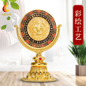 准提镜藏传密宗用品鎏金彩绘居家宝镜佛前摆件供具准提佛母像宝镜