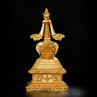 黄铜舍利塔佛塔装藏舍利子宝塔大号34cm藏传民族西藏式密宗菩提塔