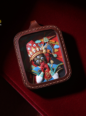 吊坠佛牌吊坠彩绘唐卡朱砂皮革