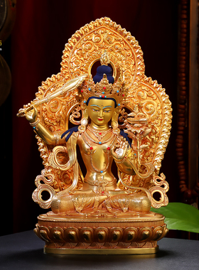 文殊菩萨佛像摆件黄铜文殊普贤