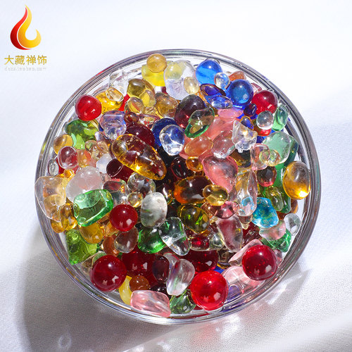 吉祥琉璃装藏八供佛塔一两七宝石