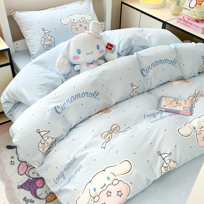 DHWA玉桂狗大学生宿舍床上三件套全棉纯棉儿童卡通床单被套四件套,床上用品,学生床品套件,淘宝优惠券,粉丝福利购,淘宝优惠卷